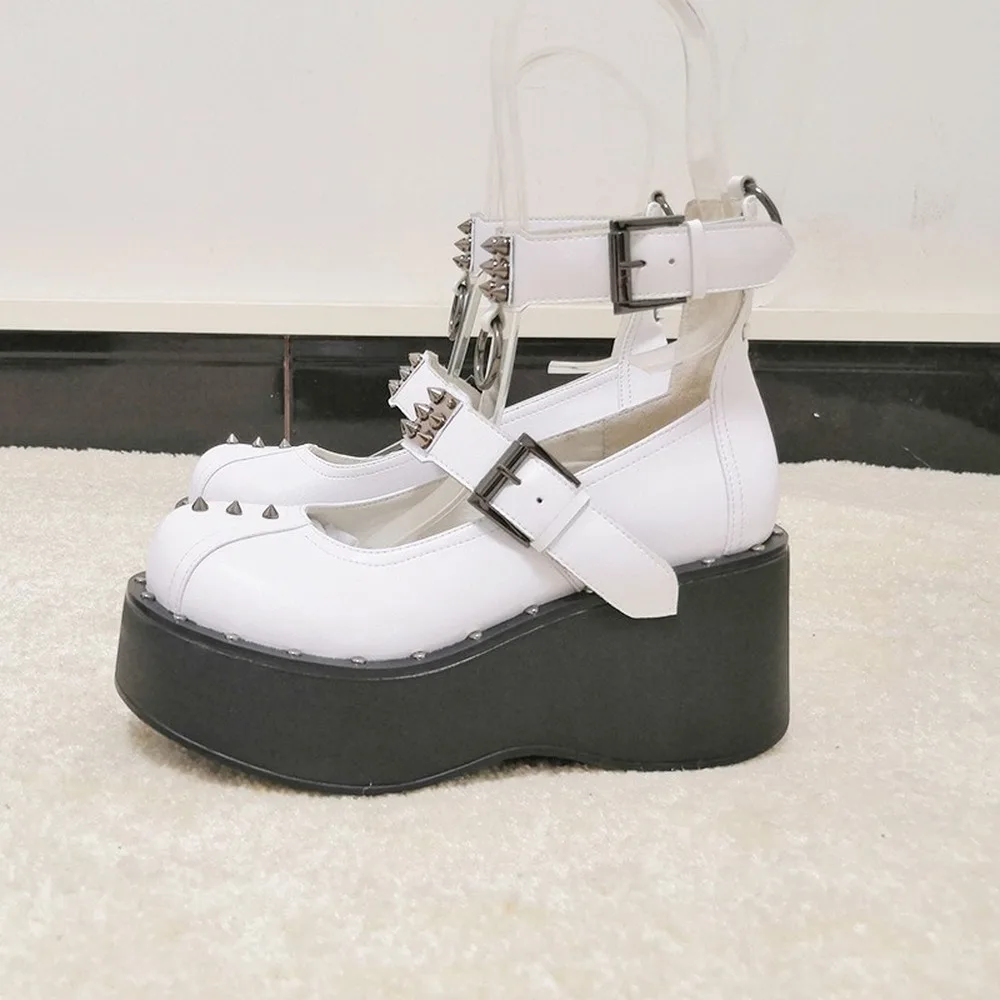 Womens Rivet Ankle Belt Lolita Gothic Punk Pumps Shoes Platform Chunky High Heel Creepers Japanese Harajuku Black White 2021 
Womens Rivet Ankle Belt Lolita Gothic Punk Pumps Shoes Platform Chunky High Heel Creepers Japanese Harajuku Black White 2021