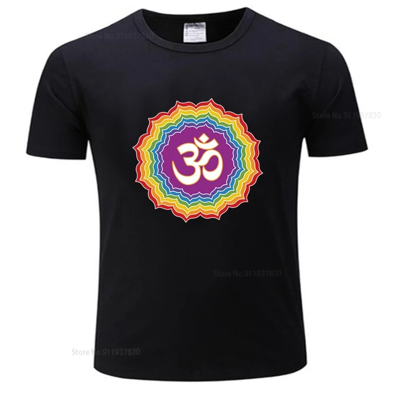 Мужская брендовая футболка teeshirt семь цветов чакр хлопковая с изображением Будды