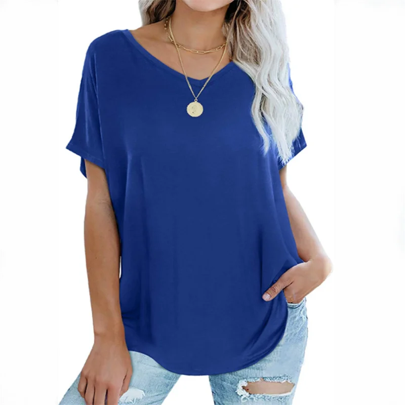 2021 Summer Women's Clothing V-neck Short Sleeve Pullover Solid Color Casual T-shirt Lady Fashion Street Loose T Shirt Women
2021 Summer Women's Clothing V-neck Short Sleeve Pullover Solid Color Casual T-shirt Lady Fashion Street Loose T Shirt Women