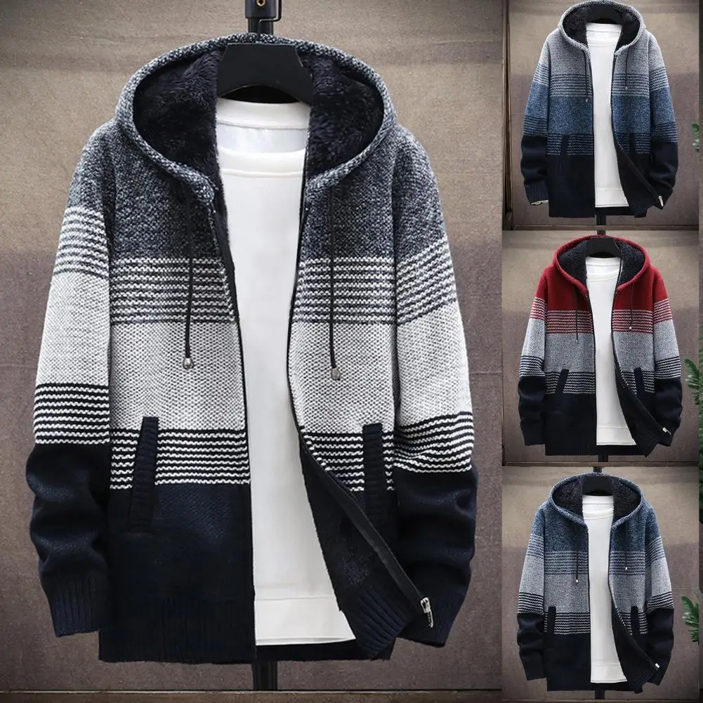 Men Knitted Coat Color Block Hooded Autumn Winter Warm Zipper Thicken Plush Cardigan Sweater Hooded Coat Oversize For Daily Wear
Men Knitted Coat Color Block Hooded Autumn Winter Warm Zipper Thicken Plush Cardigan Sweater Hooded Coat Oversize For Daily Wear