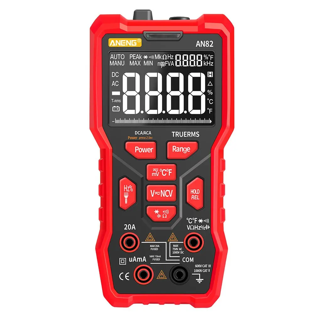 Цифровой мультиметр AN82, профессиональный, 9999, DIY транзисторный конденсатор NCV тестеры, True RMS, аналоговый измеритель, мультиметр
Цифровой мультиметр AN82, профессиональный, 9999, DIY транзисторный конденсатор NCV тестеры, True RMS, аналоговый измеритель, мультиметр