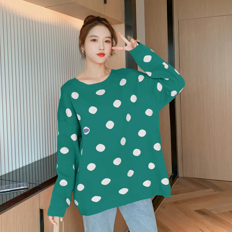 2020 New Autumn Winter Women Warm Sweater Korean Fashion Sweet Chic Dots Letter Loose Knitted Pullover Sweater
2020 New Autumn Winter Women Warm Sweater Korean Fashion Sweet Chic Dots Letter Loose Knitted Pullover Sweater