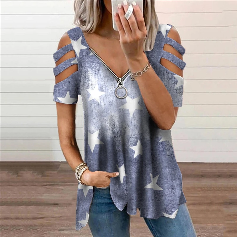 Harajuku Loose Star Printed Shirt Women Casual Zipper T-Shirts Vintage Sexy Women Printed Hollow Out Off Shoulder T-Shirts Tops
Harajuku Loose Star Printed Shirt Women Casual Zipper T-Shirts Vintage Sexy Women Printed Hollow Out Off Shoulder T-Shirts Tops