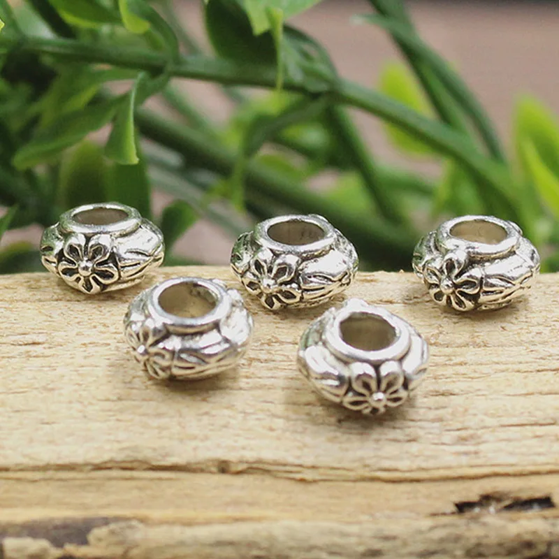 50pcs/Lot Tibetan Silver Big Hole Zinc Alloy Loose Beads Handmade Flower Spacer Beads DIY Jewerly Making Women Men Bracelets
50pcs/Lot Tibetan Silver Big Hole Zinc Alloy Loose Beads Handmade Flower Spacer Beads DIY Jewerly Making Women Men Bracelets