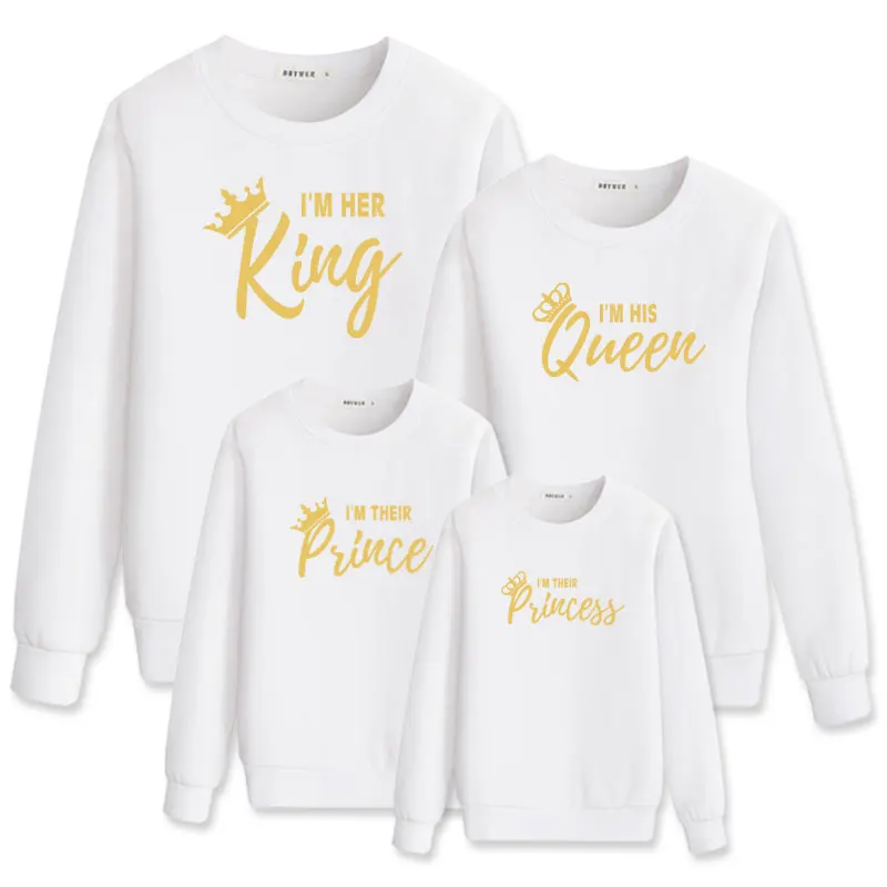 Фото Подходящая футболка для семьи король королева принцесса принц мать дочь папа сын