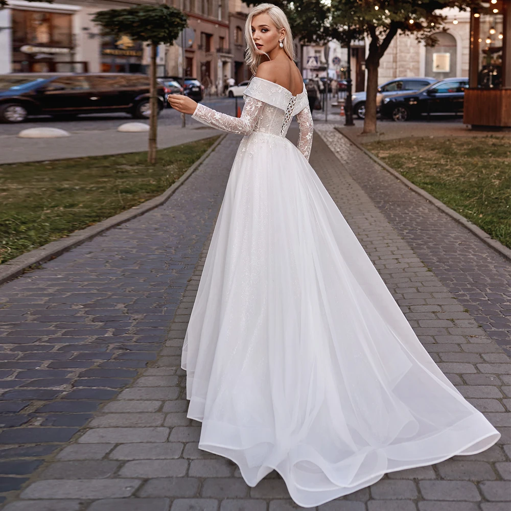 Vestidos Elegant Wedding Dresses Tulle Pleat Sweetheart Full Sleeve Lace Up A-Line Bridal Gowns 2021 Fashion
Vestidos Elegant Wedding Dresses Tulle Pleat Sweetheart Full Sleeve Lace Up A-Line Bridal Gowns 2021 Fashion