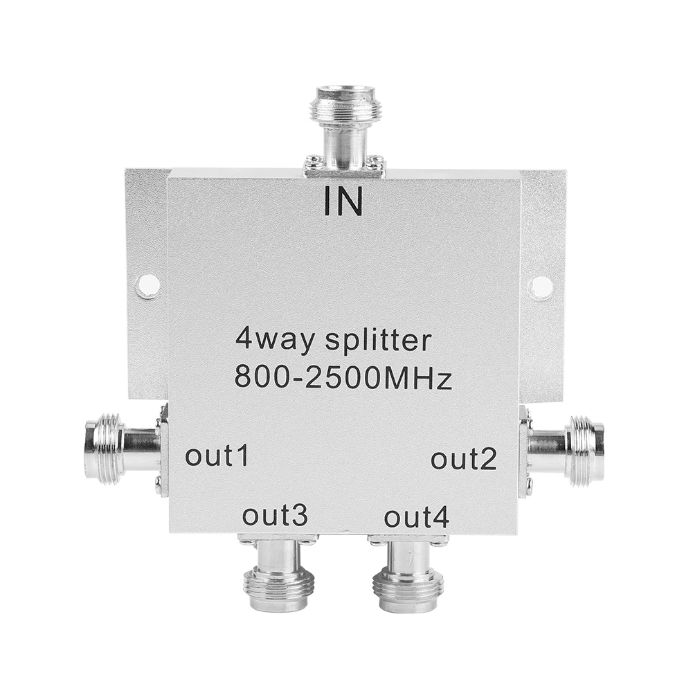 4-Way 800-2500MHz N Type Mobile Cell Phone Power Splitter Signal Repeater Amp Power Divider
4-Way 800-2500MHz N Type Mobile Cell Phone Power Splitter Signal Repeater Amp Power Divider