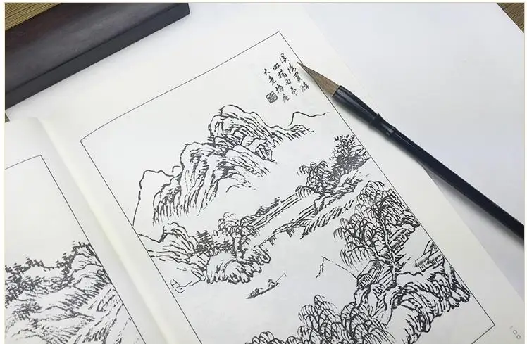 Chinese Water Ink Painting Jieziyuan Landscape Painting Book Sketch Getting started with line drawing
Chinese Water Ink Painting Jieziyuan Landscape Painting Book Sketch Getting started with line drawing