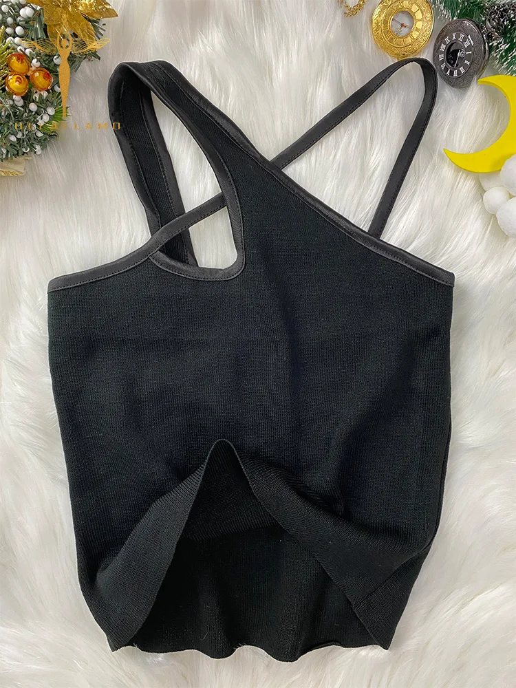 Sexy Cross Camis Slim Female Camisole Summer Hollow Out Streetwear Sleeveless Crop Top Solid Color Cotton Basic Women Camisole 
Sexy Cross Camis Slim Female Camisole Summer Hollow Out Streetwear Sleeveless Crop Top Solid Color Cotton Basic Women Camisole