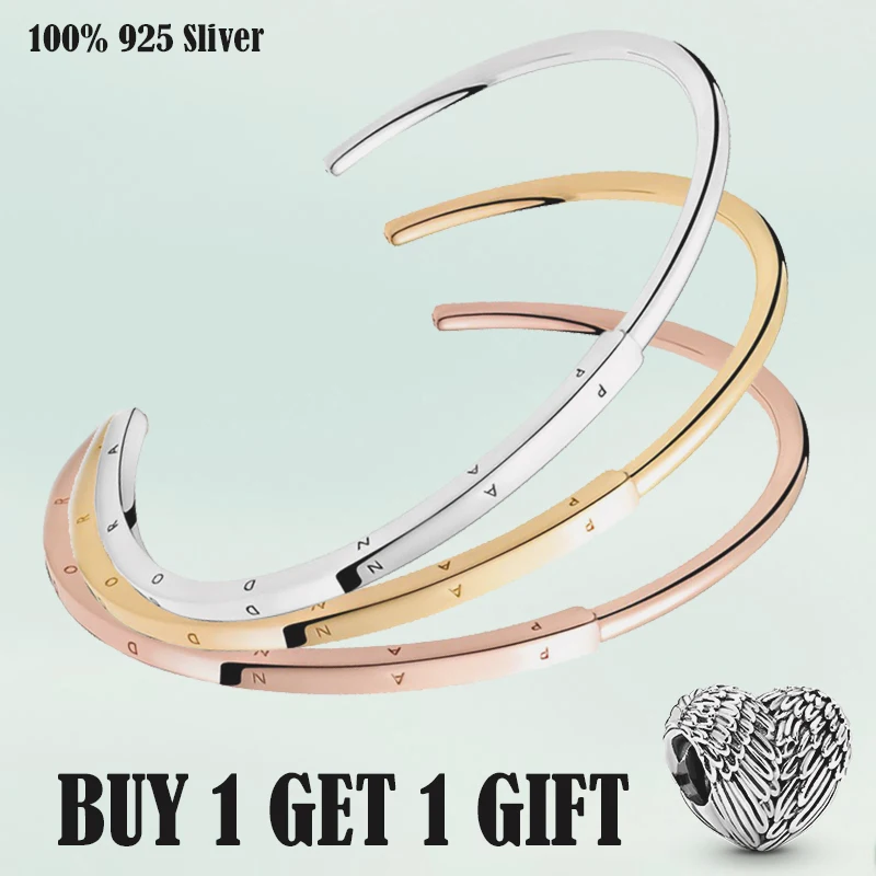 New 2021 Authentic 925 Sterling Silver Bracelet Rose Gold Pan Signature I-D Bangle Fit Women Bead Charm Diy Fashion Jewelry Gift
New 2021 Authentic 925 Sterling Silver Bracelet Rose Gold Pan Signature I-D Bangle Fit Women Bead Charm Diy Fashion Jewelry Gift