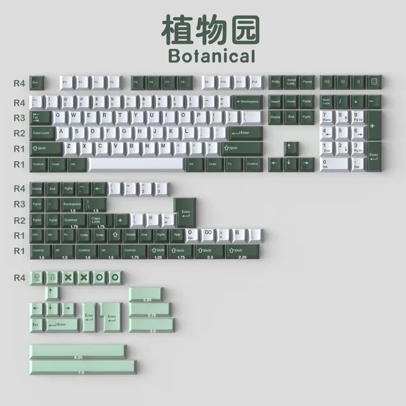 173 Keys/set GMK Botanical Keycaps ABS Double Shot Keycap Cherry Profile Key Caps With ISO Enter 7U Spacebar For HHKB EU Layout
173 Keys/set GMK Botanical Keycaps ABS Double Shot Keycap Cherry Profile Key Caps With ISO Enter 7U Spacebar For HHKB EU Layout