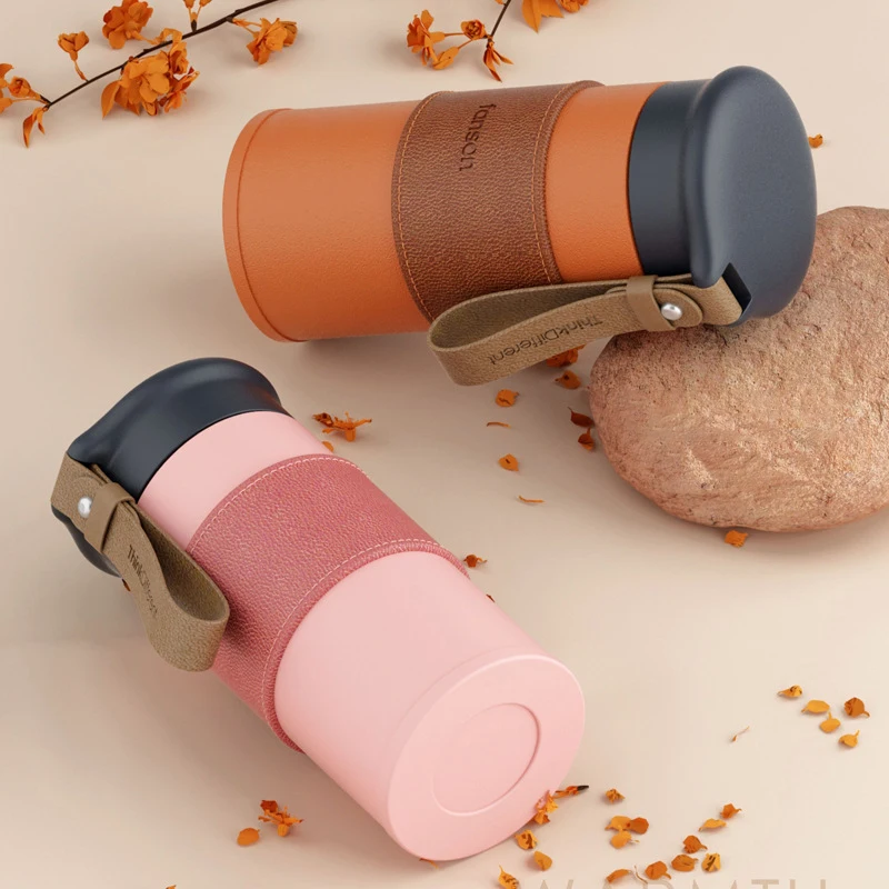 Leather Handle Cover Insulated Cup Small Big Two Size Tea Infuser Thermos Bottle Portable Vacuum 304 Stainless Steel Tumbler
Leather Handle Cover Insulated Cup Small Big Two Size Tea Infuser Thermos Bottle Portable Vacuum 304 Stainless Steel Tumbler