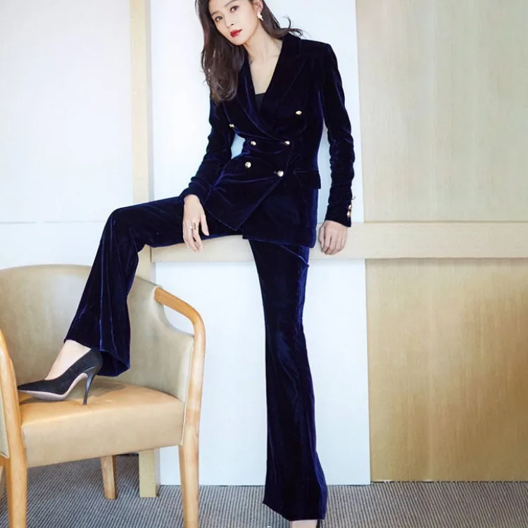 2020 stars in same pleuche suit female temperament of autumn fashion new han edition professional two-piece outfit | Женская одежда