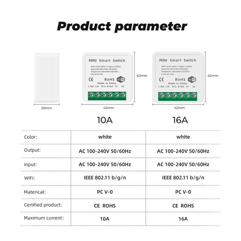 16A Mini Smart Wifi DIY Switch Supports 2 Way Control Smart Home Automation Module Works With Alexa Google Home Smart Life App
16A Mini Smart Wifi DIY Switch Supports 2 Way Control Smart Home Automation Module Works With Alexa Google Home Smart Life App
