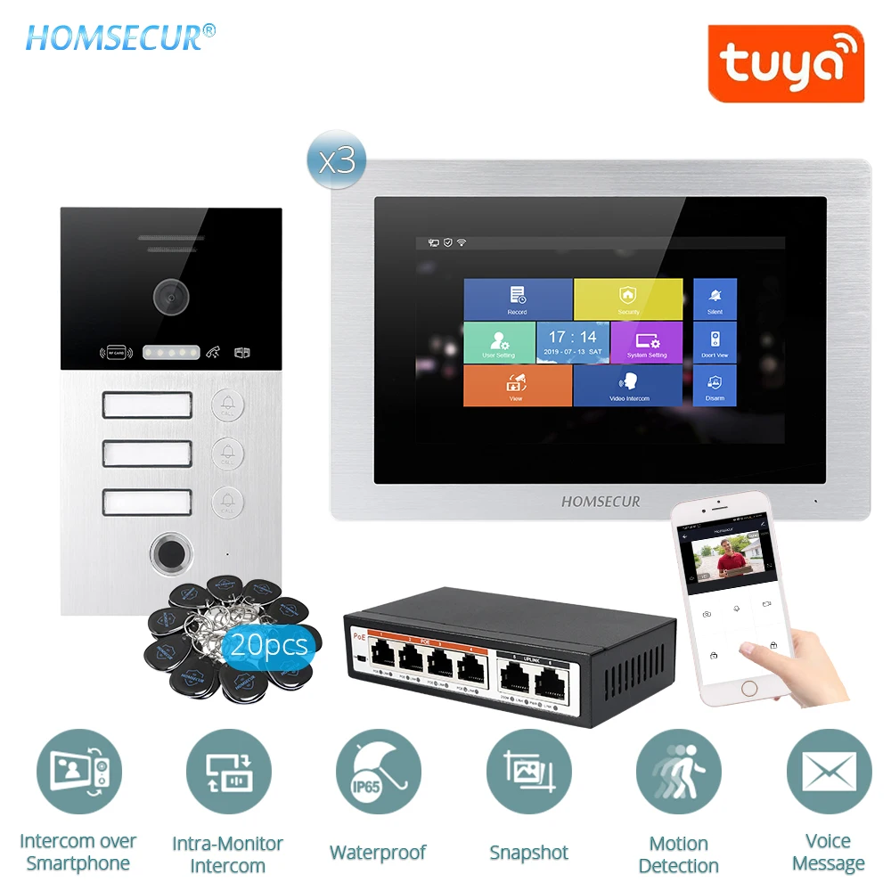 HOMSECUR 7" PoE WIFI Video Door Phone Intercom System RFID & Fingerprint Access BC131IP-3S+BM714IP-S 
HOMSECUR 7" PoE WIFI Video Door Phone Intercom System RFID & Fingerprint Access BC131IP-3S+BM714IP-S