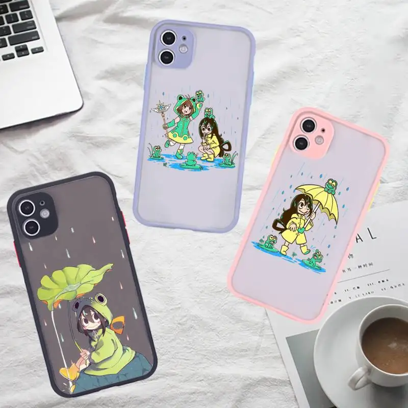 Asui Tsuyu Boku My Hero Academia Phone Case For iPhone 12 11 Mini Pro XR XS Max 7 8 Plus X Matte transparent Gray Back Cover
Asui Tsuyu Boku My Hero Academia Phone Case For iPhone 12 11 Mini Pro XR XS Max 7 8 Plus X Matte transparent Gray Back Cover