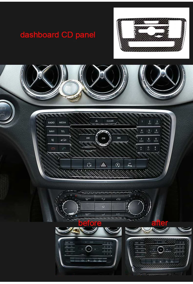 

For Mercedes Benz A CLA gla carbon fiber dashboard CD panel 1pc