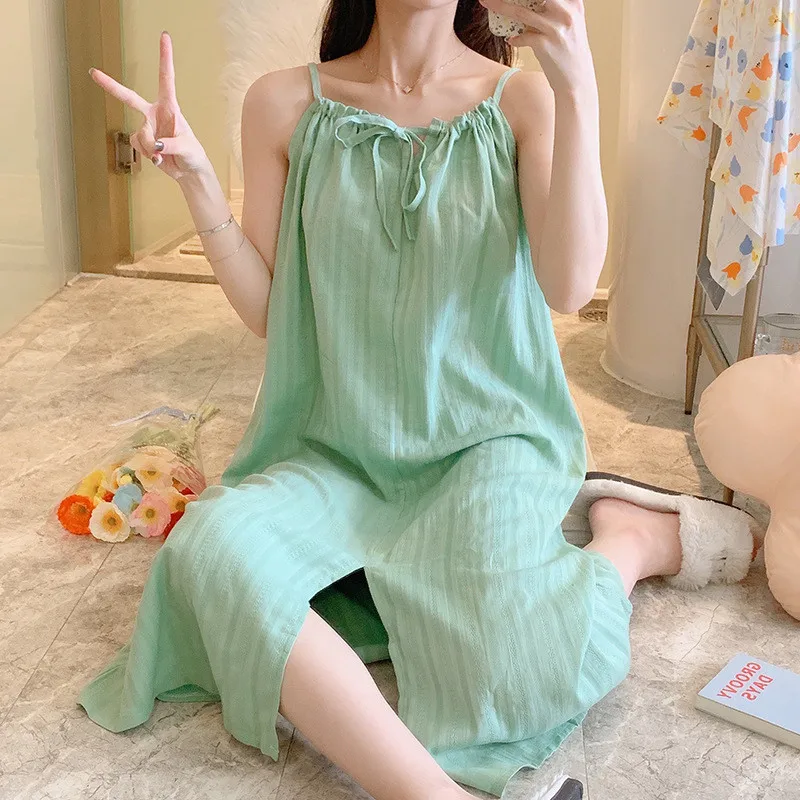 Large Size Loose Sling Dress Women New Cotton Nightgowns Sweet Girl's Sleepwear Nightshirt Split Fork Long Summer Nightdress
Large Size Loose Sling Dress Women New Cotton Nightgowns Sweet Girl's Sleepwear Nightshirt Split Fork Long Summer Nightdress