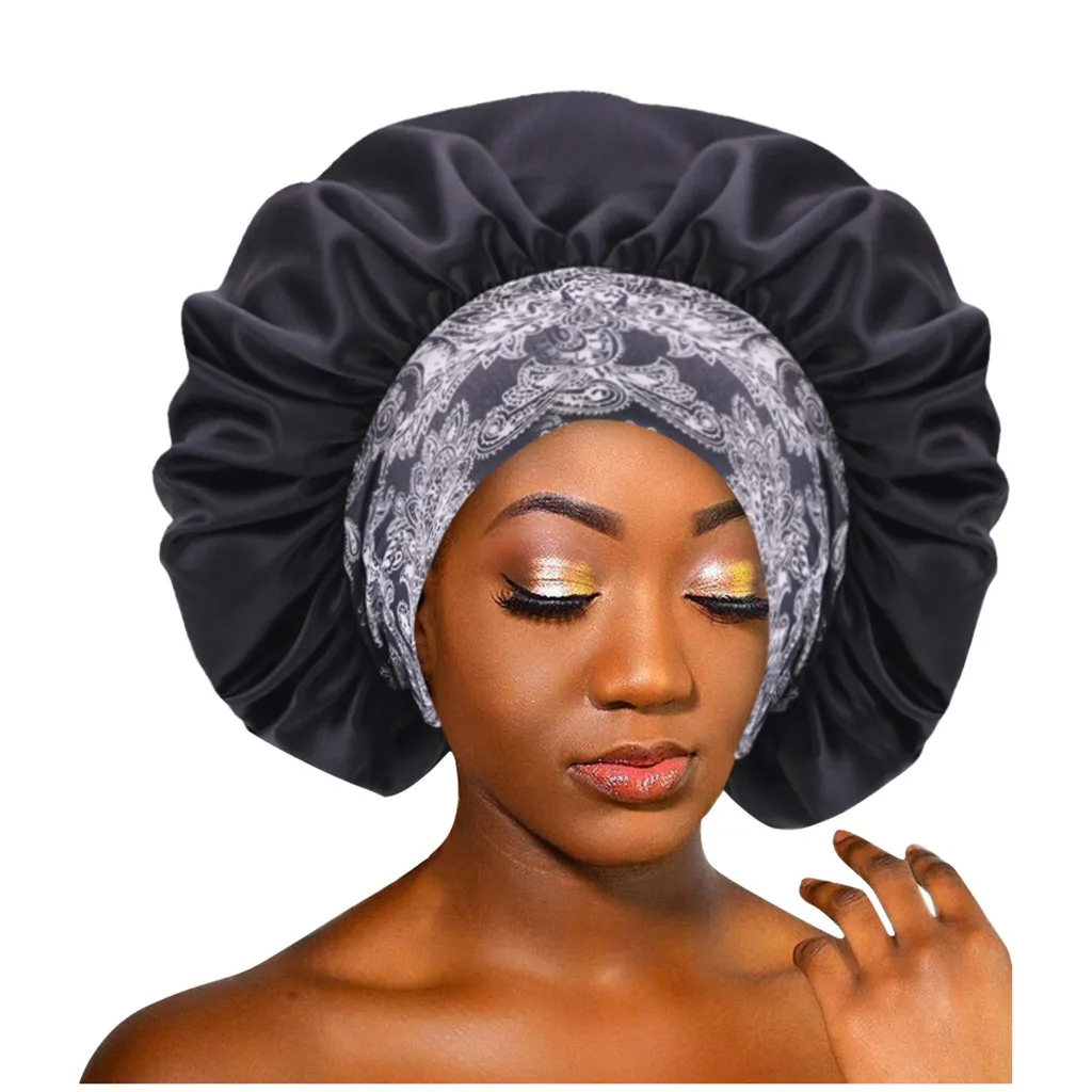 Women Big Size Beauty Print Satin Silk Bonnet New Extra Large Satin Lined Bonnet Sleep Night Cap Head Cover Care Hair Bonnet Hat 
Women Big Size Beauty Print Satin Silk Bonnet New Extra Large Satin Lined Bonnet Sleep Night Cap Head Cover Care Hair Bonnet Hat