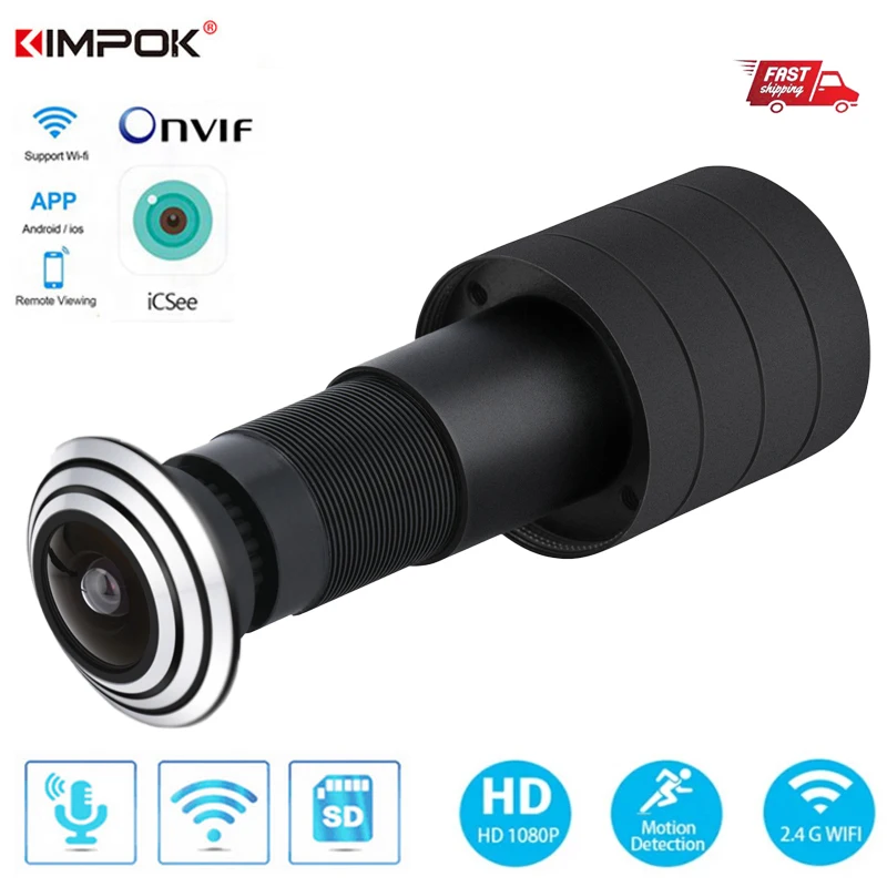 KIMPOK Door Eye Hole Security 2mp HD 2.1mm Lens Wide Angle FishEye CCTV Network Mini Peephole WifI Camera P2P TF Card
KIMPOK Door Eye Hole Security 2mp HD 2.1mm Lens Wide Angle FishEye CCTV Network Mini Peephole WifI Camera P2P TF Card