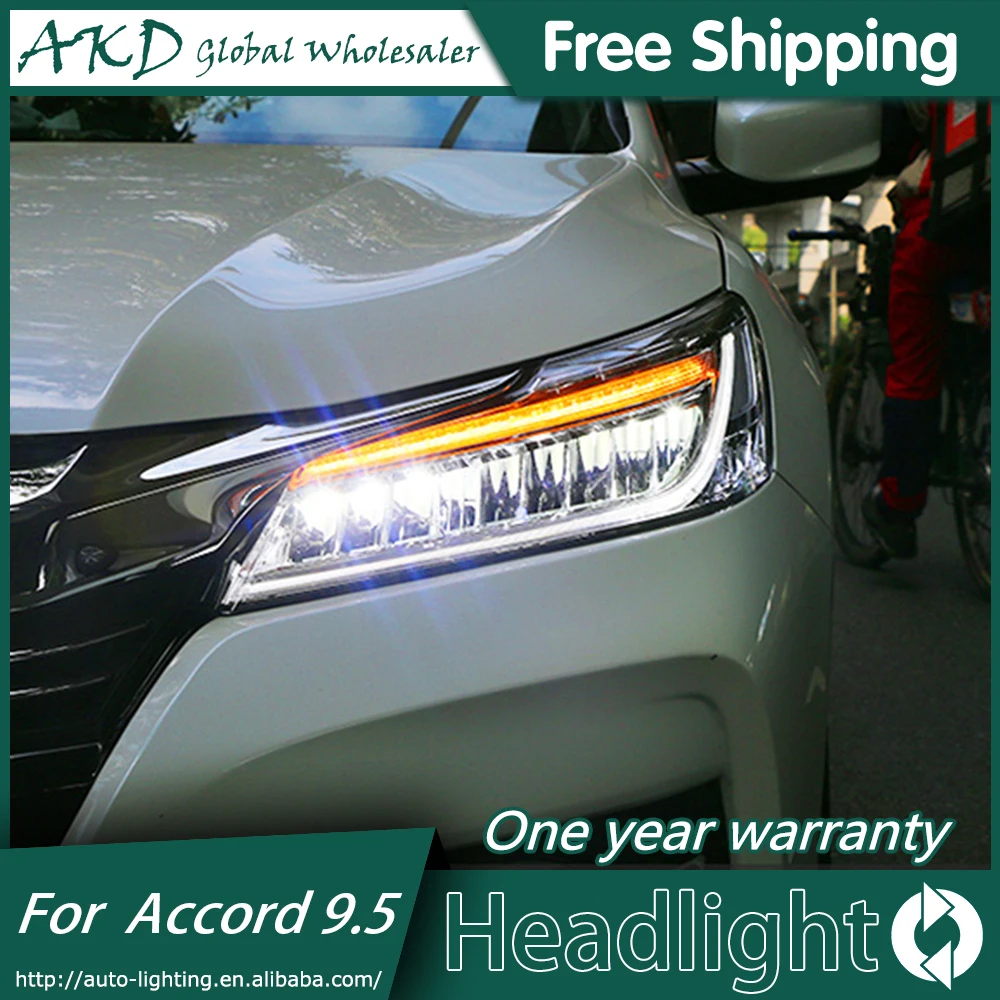 

Автомобильный Стайлинг AKD для фар Accord 2016-2017 светодиодный ные фары DRL, биксеноновые линзы ближнего и дальнего света, новинка Accord 9,5