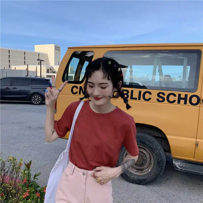 Haze Blue Short Sleeve T-shirt Women's Summer Loose Candy Solid Color Internet Celebrity Half Sleeve Top Ins Super Popular
Haze Blue Short Sleeve T-shirt Women's Summer Loose Candy Solid Color Internet Celebrity Half Sleeve Top Ins Super Popular