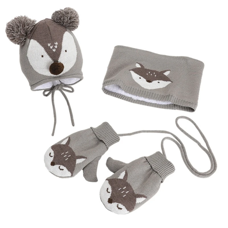 Infant Baby Winter Knitted 3 Pieces Beanie Hat Circle Scarf Gloves Set Cartoon Animal Pompom Earflap Cap Plush Lined Neck
Infant Baby Winter Knitted 3 Pieces Beanie Hat Circle Scarf Gloves Set Cartoon Animal Pompom Earflap Cap Plush Lined Neck