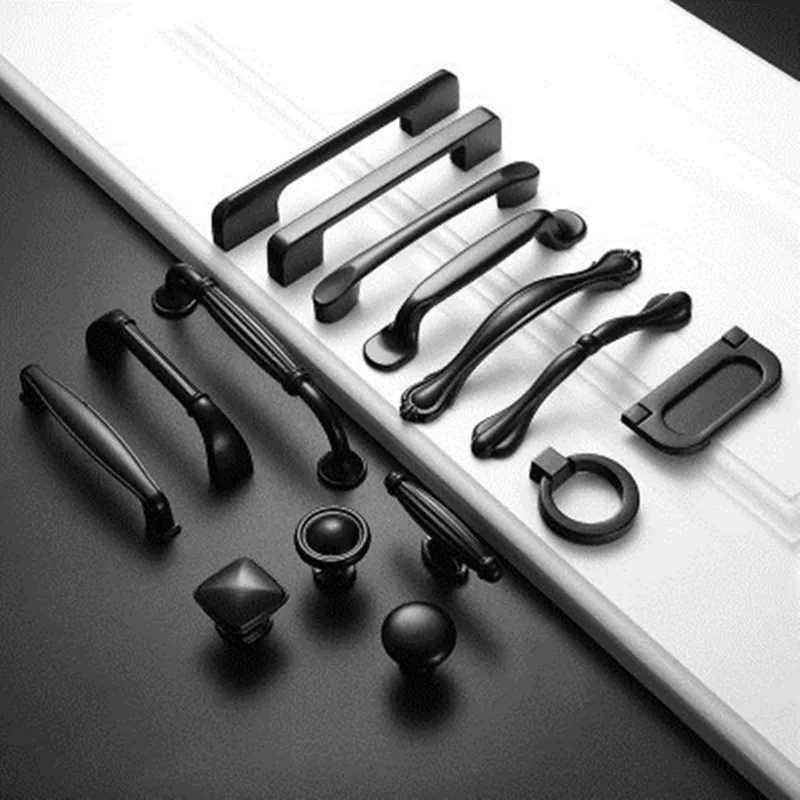 Zinc Alloy Black Cabinet Handles American style Kitchen Cupboard Door Pulls Drawer Knobs Fashion Furniture Handle Hardware
Zinc Alloy Black Cabinet Handles American style Kitchen Cupboard Door Pulls Drawer Knobs Fashion Furniture Handle Hardware