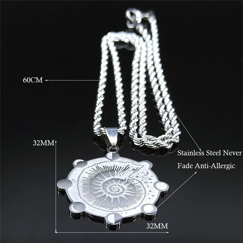 Snails Stars Moon Stainless Steel Chain Necklace Women/Men Silver Color Witchcraft Necklace Jewelry collier inoxydable N2251S02
Snails Stars Moon Stainless Steel Chain Necklace Women/Men Silver Color Witchcraft Necklace Jewelry collier inoxydable N2251S02