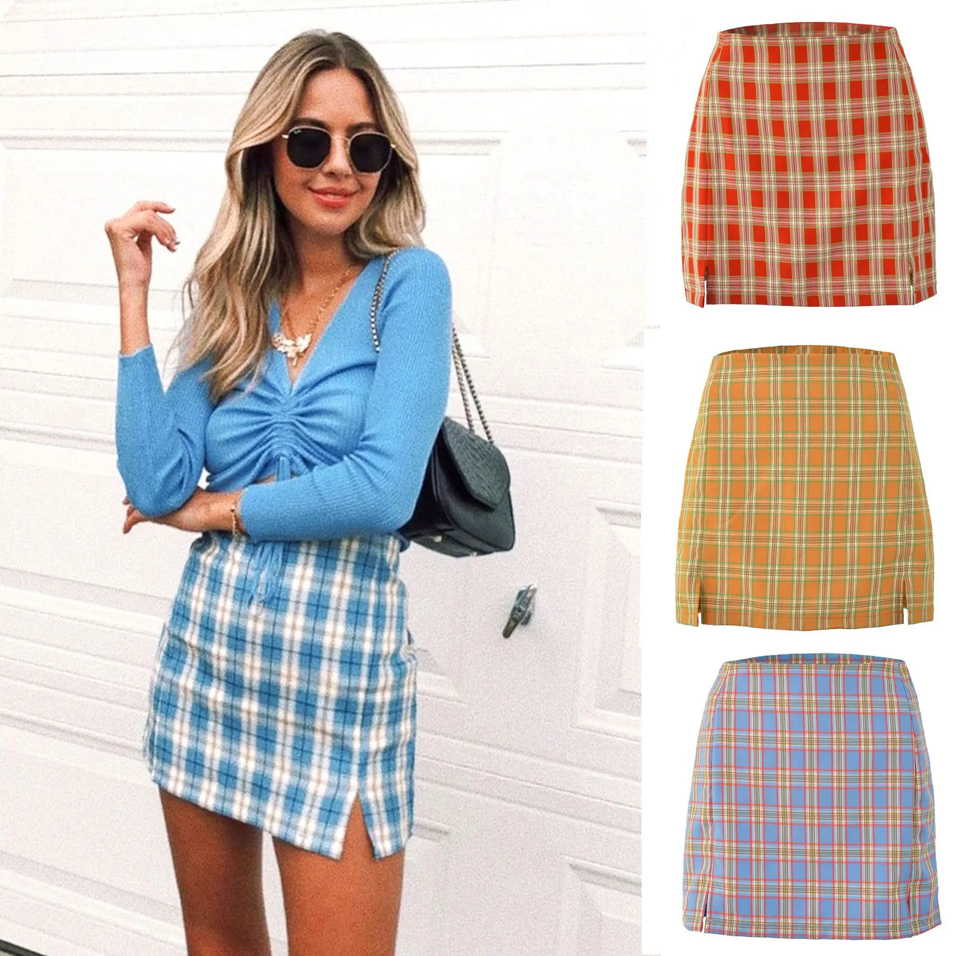 Women Girls Plaid Skirt A-Line Zipper Back High Waist Bodycon Split Hem Mini Skirt Preppy Style Female Slim Bottoms Skirt
Women Girls Plaid Skirt A-Line Zipper Back High Waist Bodycon Split Hem Mini Skirt Preppy Style Female Slim Bottoms Skirt