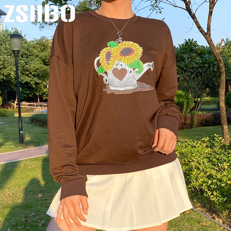 Women hoodie Cute Casual Flower Pattern Oversized Sweatshirt Autumn O Neck Streetwear Pullovers Brown Harajuku Top Preppy Style
Women hoodie Cute Casual Flower Pattern Oversized Sweatshirt Autumn O Neck Streetwear Pullovers Brown Harajuku Top Preppy Style
