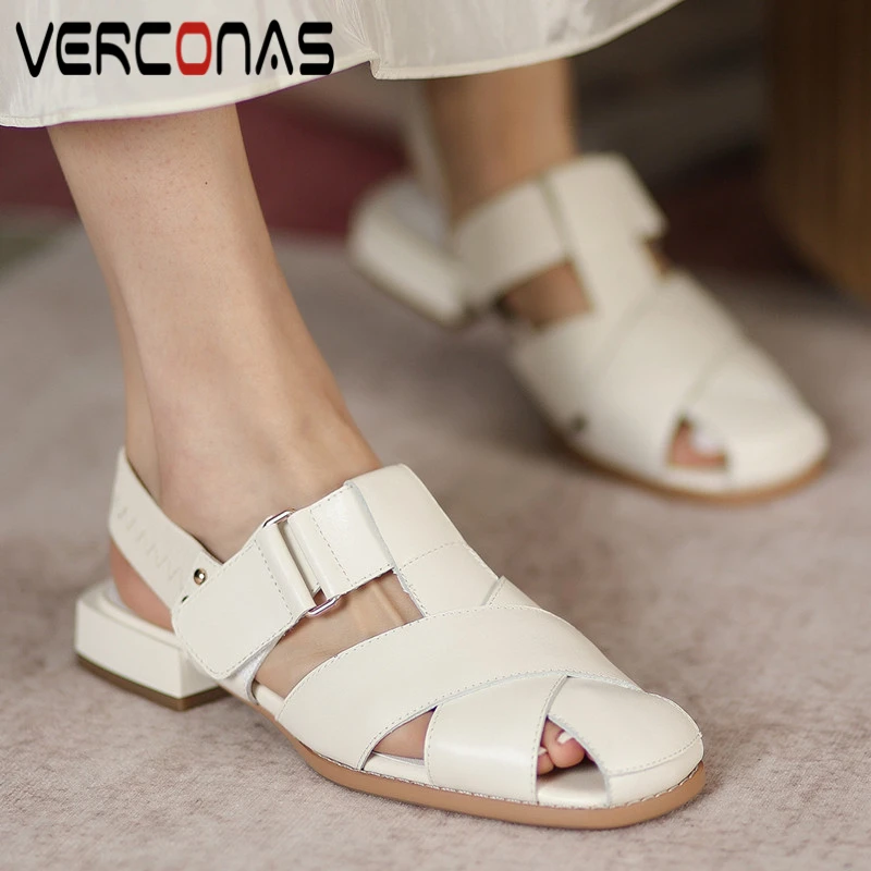 VERCONAS Summer Women Sandals Summer Fashion Retro Concise Cross-Tied Genuine Leather Pumps Low Heels Casual Working Shoes Woman
VERCONAS Summer Women Sandals Summer Fashion Retro Concise Cross-Tied Genuine Leather Pumps Low Heels Casual Working Shoes Woman