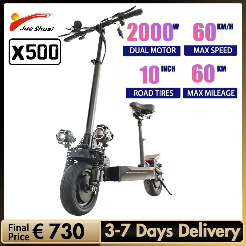 EU STOCK 60KM Long Range Electric Scooters Adults 48V 2000W Dual Motor Folding E Scooter 10 Inch Road Tire Patinete Élétrico
EU STOCK 60KM Long Range Electric Scooters Adults 48V 2000W Dual Motor Folding E Scooter 10 Inch Road Tire Patinete Élétrico