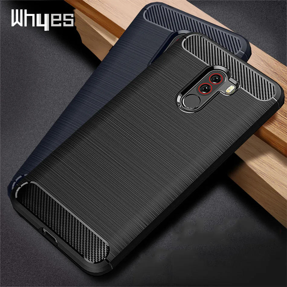Мягкий силиконовый чехол Whyes для Xiaomi Pocophone F1 Poco противоударный из углеродного