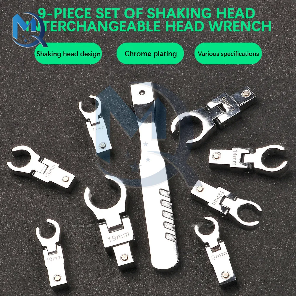 9Pcs/set Portable Metric Ratchet 180° Rotating Gear Wrench Tool Set Head Interchangeable Flexible Torque Spanner | Электронные