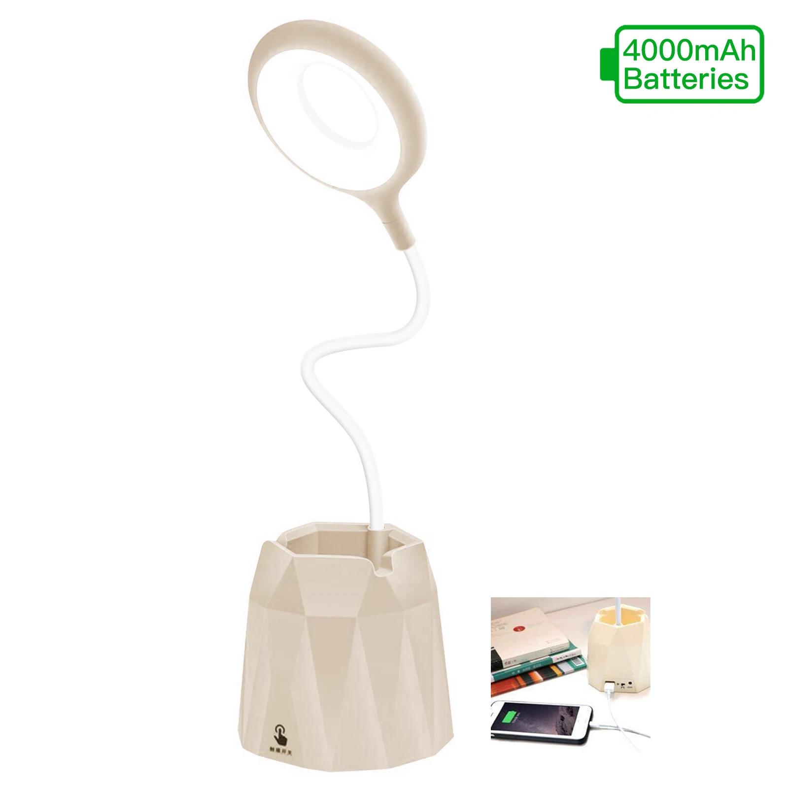 Rechargeable LED Table Lamp Pen Holder Phone Stand 3-Level Dimmable Brightness Desk Lamp Eye Protection Ring Light Flexible Neck
Rechargeable LED Table Lamp Pen Holder Phone Stand 3-Level Dimmable Brightness Desk Lamp Eye Protection Ring Light Flexible Neck