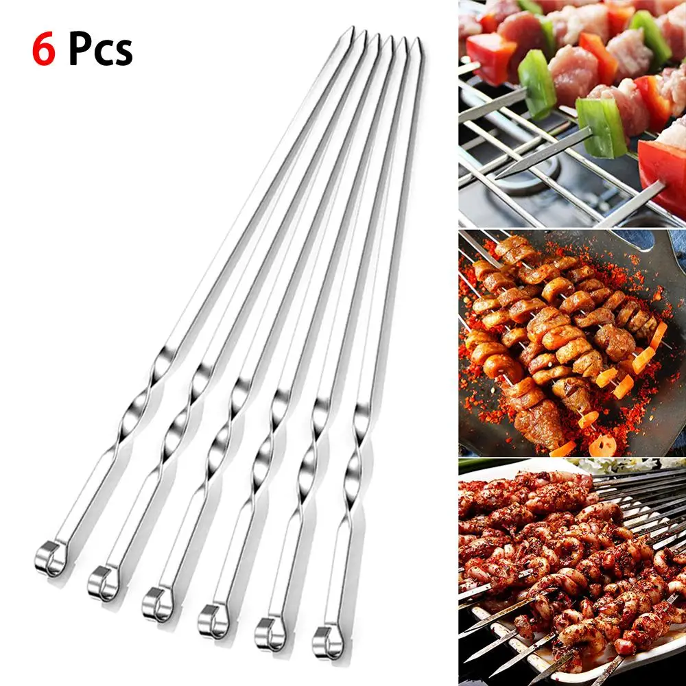 6pcs Reusable Flat Stainless Steel Barbecue Skewers bbq Needle Stick for Outdoor Camping Picnic Tools Cooking Tools
6pcs Reusable Flat Stainless Steel Barbecue Skewers bbq Needle Stick for Outdoor Camping Picnic Tools Cooking Tools