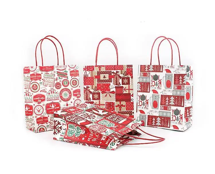 

Christmas Gift Kraft Paper Bag Creative Bronzing Cute Cartoon Christmas Packaging Tote Bag Free Dhl Wholesale