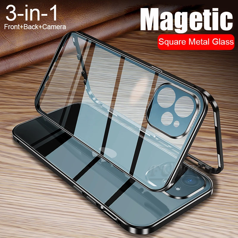 360 Magnetic Adsorption Metal Case For iPhone 11 12 13 Pro XS Max 12 13 Mini Double Sided Glass Cover Camera Lens Protector Film
360 Magnetic Adsorption Metal Case For iPhone 11 12 13 Pro XS Max 12 13 Mini Double Sided Glass Cover Camera Lens Protector Film