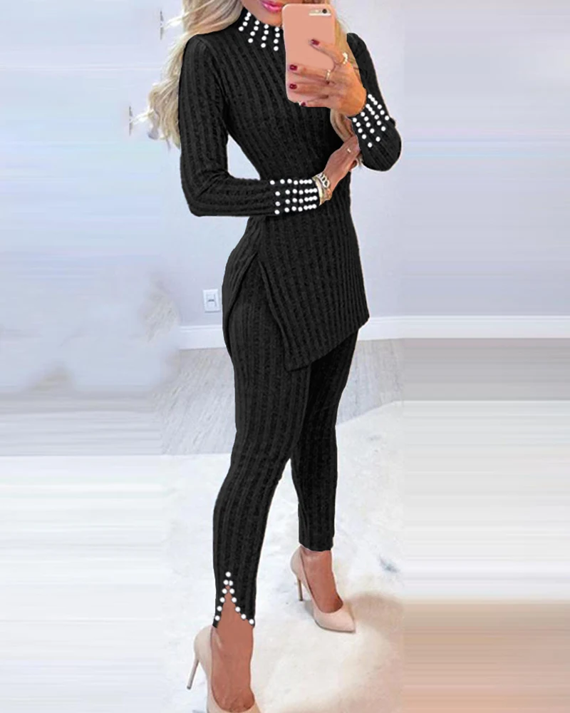 Black Two Piece Set Pullover Sweater Tracksuit Women High Waist Knit Wide Leg Pants Women Suit 2 Piece Set Women Winter 2020
Black Two Piece Set Pullover Sweater Tracksuit Women High Waist Knit Wide Leg Pants Women Suit 2 Piece Set Women Winter 2020