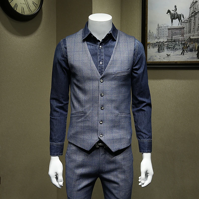 2021 New Arrivals Autumn Winter Thick Men Suits Vests Korea Slim Style Fashion Blue Light Brown Plaid Clothes For Wedding Groom
2021 New Arrivals Autumn Winter Thick Men Suits Vests Korea Slim Style Fashion Blue Light Brown Plaid Clothes For Wedding Groom