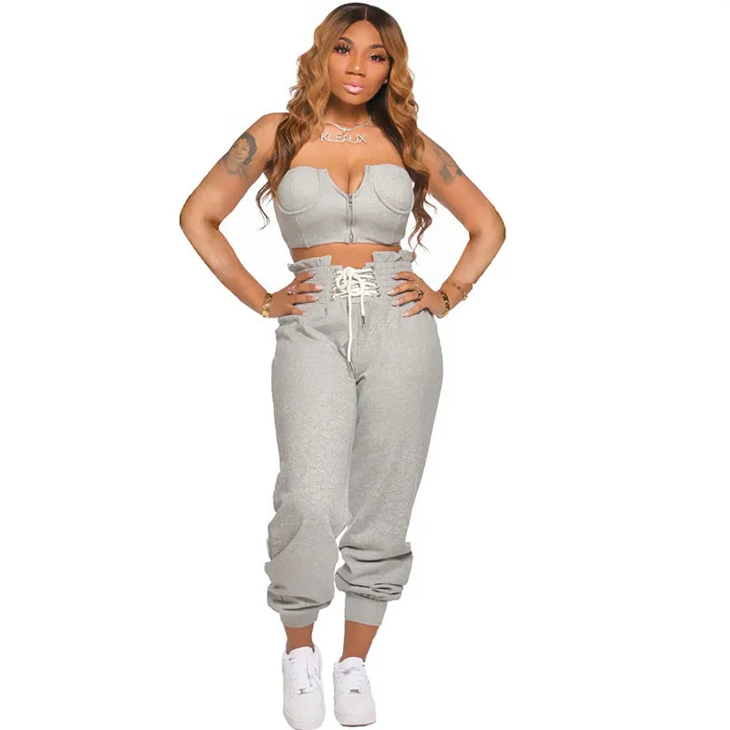 Sexy Two Piece Set Women Zip Strapless Crop Top and Sweatpants Festival Clothing Streetwear Casual Tracksuit Female Club Outfits
Sexy Two Piece Set Women Zip Strapless Crop Top and Sweatpants Festival Clothing Streetwear Casual Tracksuit Female Club Outfits