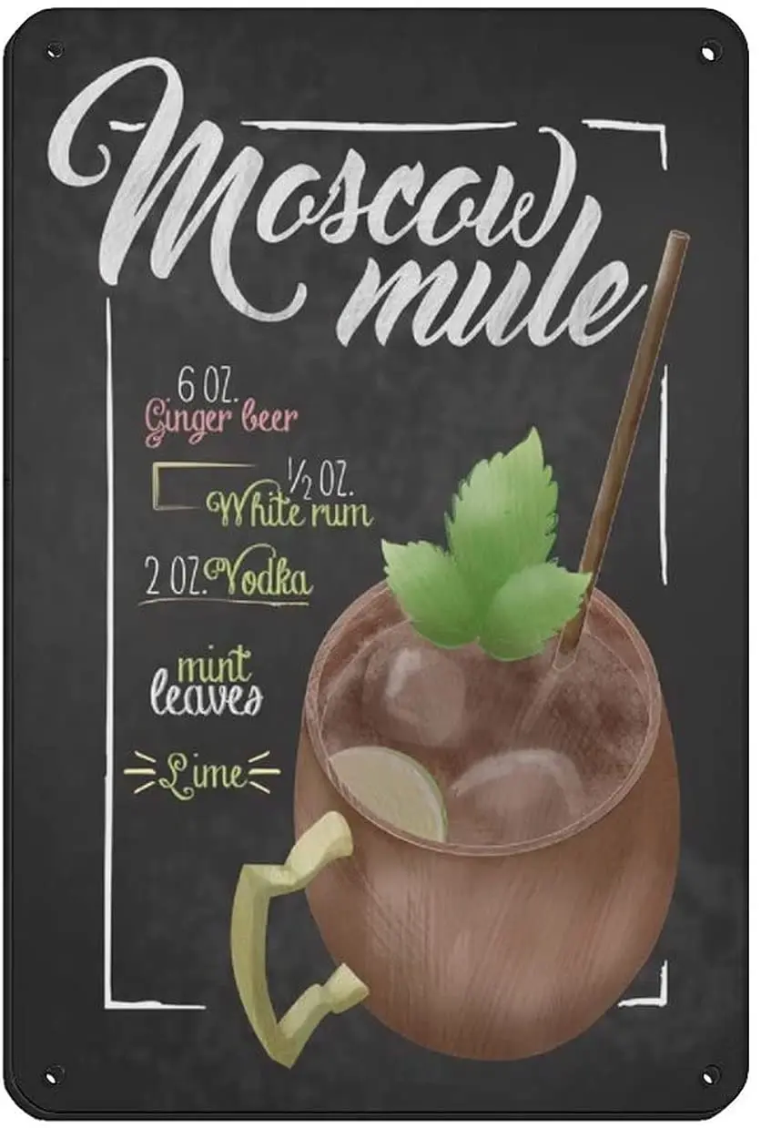Moscow Mule Cocktail Bar Poster Tin Sign Vintage Metal Pub Club Cafe bar Home Wall Art Decoration Poster Retro 8×12inch
Moscow Mule Cocktail Bar Poster Tin Sign Vintage Metal Pub Club Cafe bar Home Wall Art Decoration Poster Retro 8×12inch