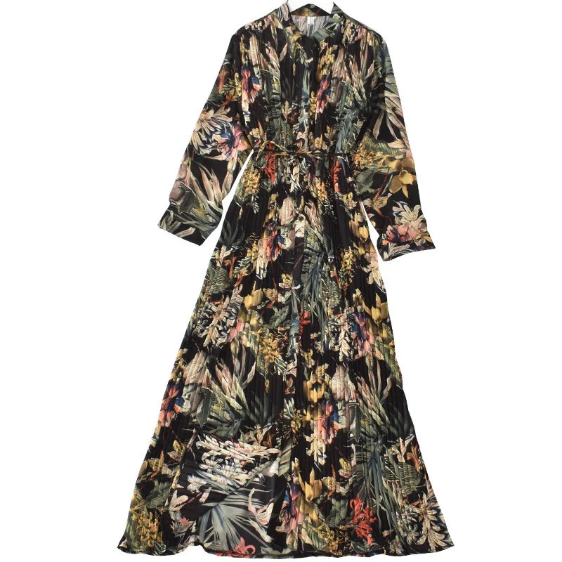 IEQJ 2021 Spring Autumn New Pattern Stand Collar Long Sleeve Print Patchwork Fold Adjustable Waist Dress Women 3AJ93009
IEQJ 2021 Spring Autumn New Pattern Stand Collar Long Sleeve Print Patchwork Fold Adjustable Waist Dress Women 3AJ93009