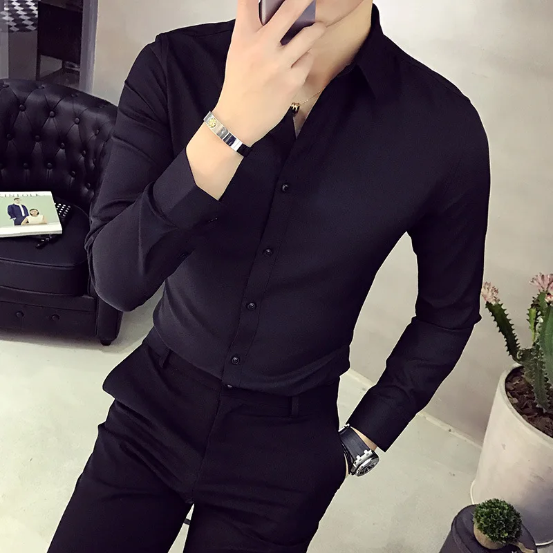 The new spring 2019 men's shirts men's cultivate one's morality youth pure color long sleeve shirts
The new spring 2019 men's shirts men's cultivate one's morality youth pure color long sleeve shirts