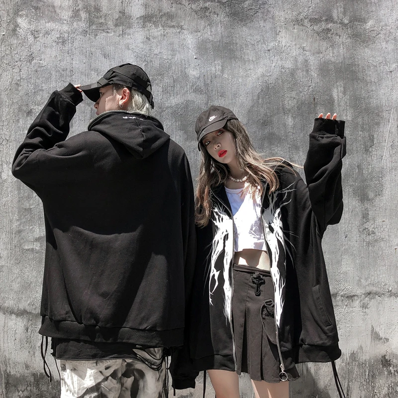 Aolamegs Punk Graphic Print Zipper Ribbon Hooded Hoodie Men Casual Black Cool Oversize Coat Fashion Sweatshirt Streetwear Autumn
Aolamegs Punk Graphic Print Zipper Ribbon Hooded Hoodie Men Casual Black Cool Oversize Coat Fashion Sweatshirt Streetwear Autumn