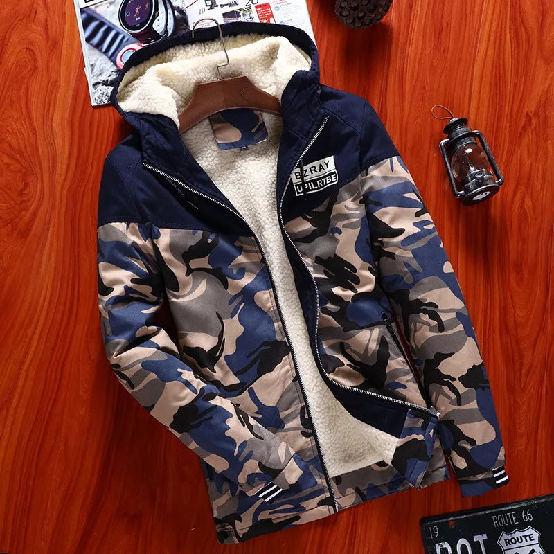 Jackets Fleece Camouflage Mens Coats Winter Down And Parkas Brand-Clothing CLOTHES Warm Thicken Hooded Asian Size | Мужская одежда