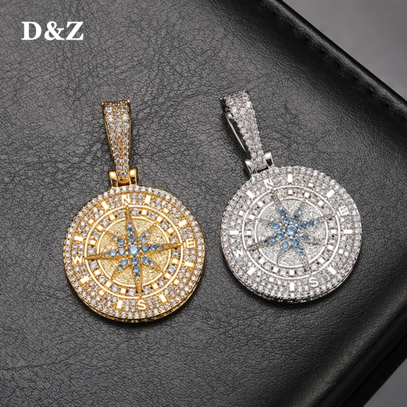 Ожерелье и подвеска D & Z мужские, Ювелирное Украшение с компасом и круглым кулоном из блестящего кубического циркония цвета белого золота, о... 
Ожерелье и подвеска D & Z мужские, Ювелирное Украшение с компасом и круглым кулоном из блестящего кубического циркония цвета белого золота, о...
