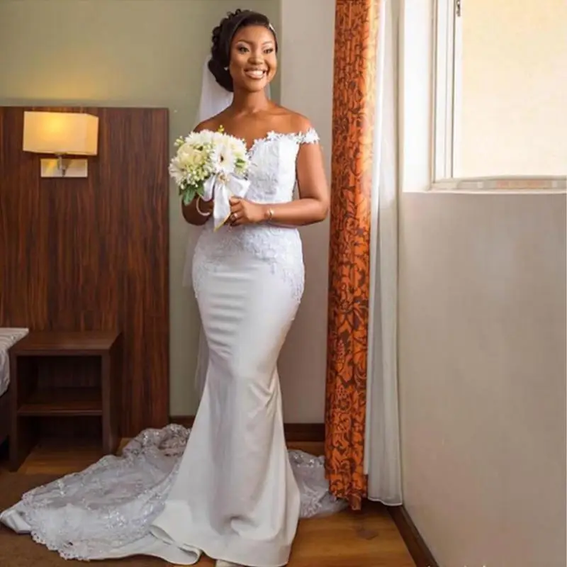 Stunning Off the Shoulder Mermaid Lace Appliques Wedding Dresses Sweep Train Bridal Gowns vestidos de novi
Stunning Off the Shoulder Mermaid Lace Appliques Wedding Dresses Sweep Train Bridal Gowns vestidos de novi