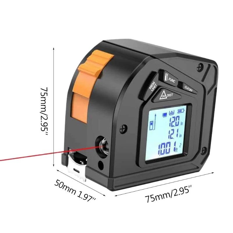 50M+5M -Laser Range Finder Tape Measure Electronic Distance Meter Roulette Digital Measuring Tape Retractable m/in/ft/in
50M+5M -Laser Range Finder Tape Measure Electronic Distance Meter Roulette Digital Measuring Tape Retractable m/in/ft/in